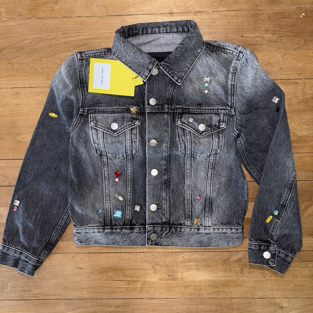 Marc Jacobs Charm Shrunken Trucker Jacket NWT Runway MSPR $395 Jewel Stud SZ S/P